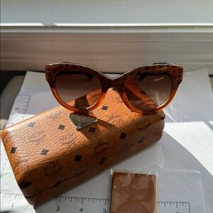 MCM NWT Authentic  Cat Eye Ladies Sunglasses Cognac